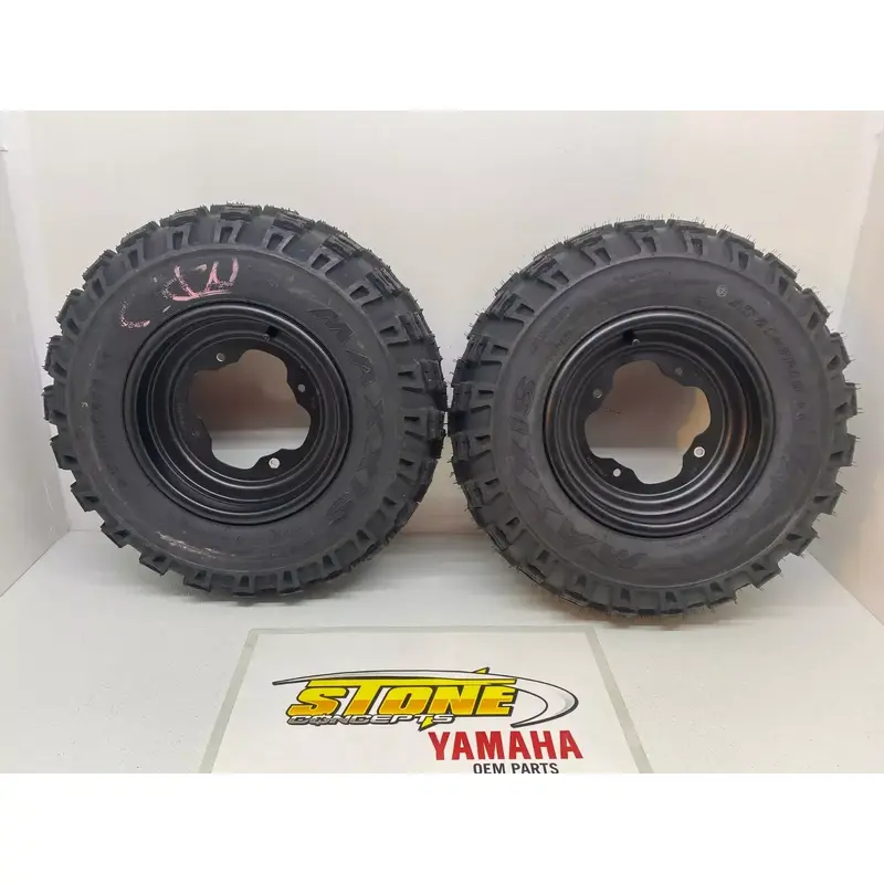 FRONT ALUMINUM BLACK WHEELS & MAXXIS TIRES 10X5.5 YAMAHA BLASTER 200 21X7X10