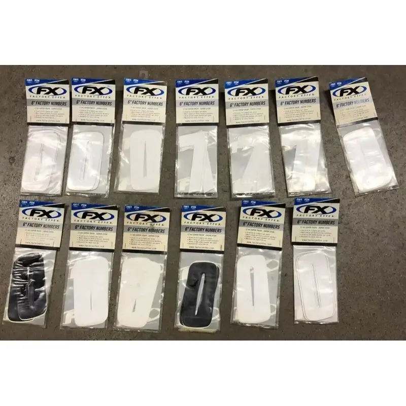FACTORY EFFEX NUMBER PLATE FENDER DECALS MAILBOX WHITE BLACK 6" #0 #7 LOT OF 39