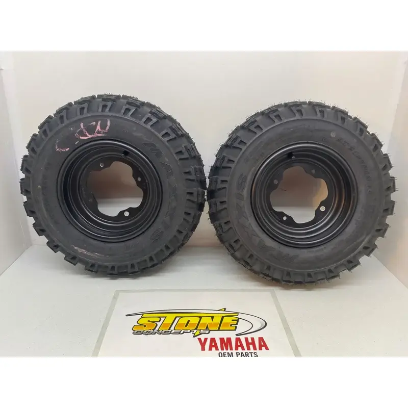 FRONT OEM BLACK WHEELS & MAXXIS TIRES 10X5.5 YAMAHA YFZ450R MAXXIS 4/156 21X7X10