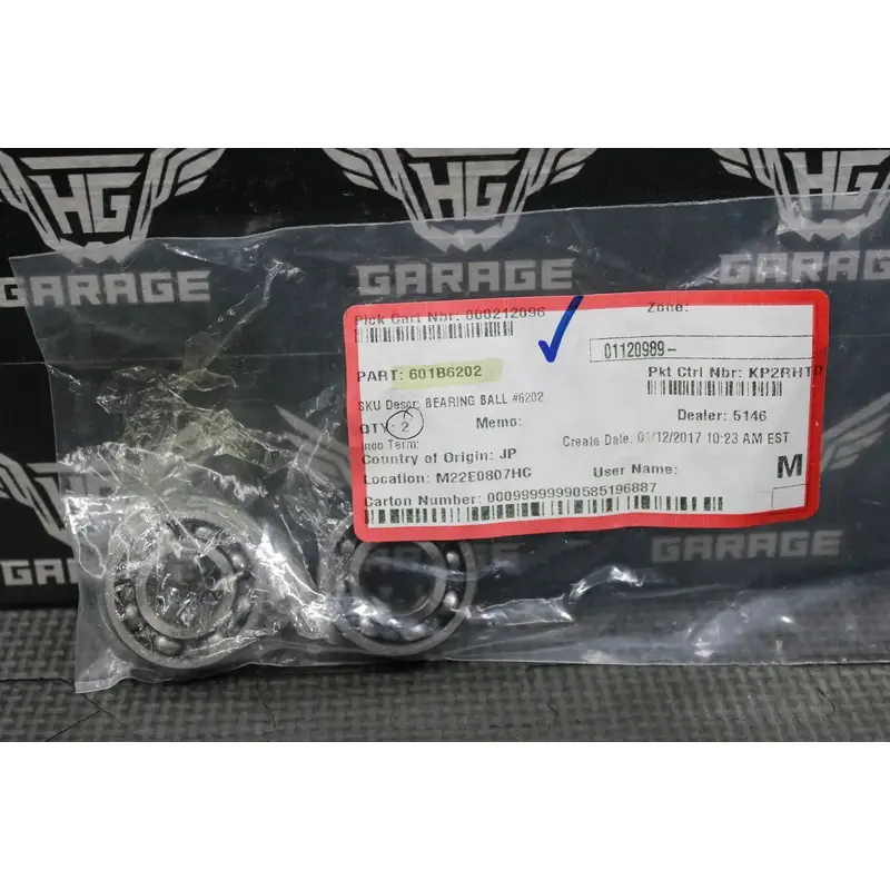 QTY 2 - NEW NOS KAWASAKI KX125 OEM TRANSMISSION BALL BEARING 601B6202