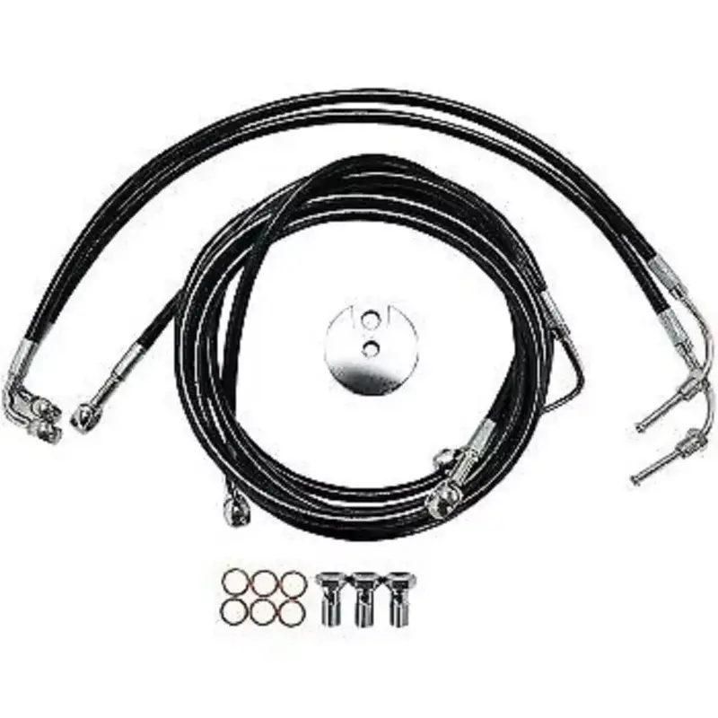 LA CHOPPERS Black Braided Brake Line Kit 12-14" Apes
