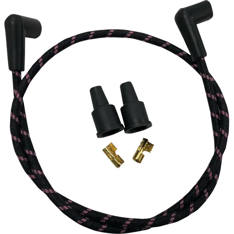 DRAG SPECIALTIES Plug Wires - Braided - Black/Pink 40170
