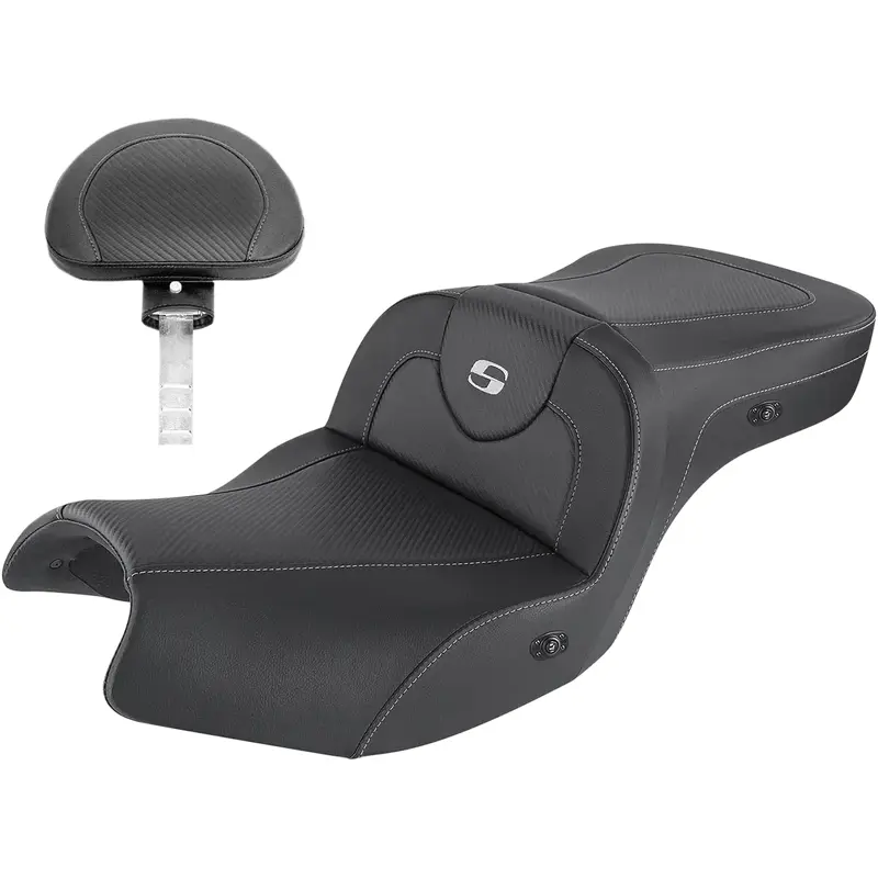 SADDLEMEN Heated Roadsofa* Fits Seat - Carbon Fiber - Includes Backrest - Black