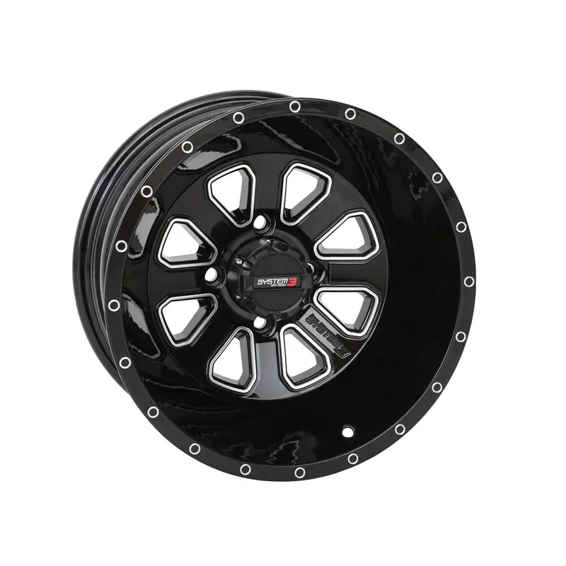 SYSTEM 3 ST4 WHEEL 14X7 2 5 (-47MM) 4/110 GLOSS BLACK/MACHINED