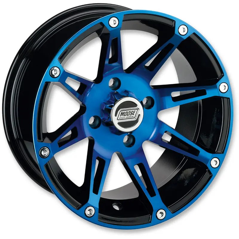 Moose offroad Wheel - 387X - Rear - Anodized Blue/Black - 12x8 - 4/156 - 4 4 Polaris/Kawasaki