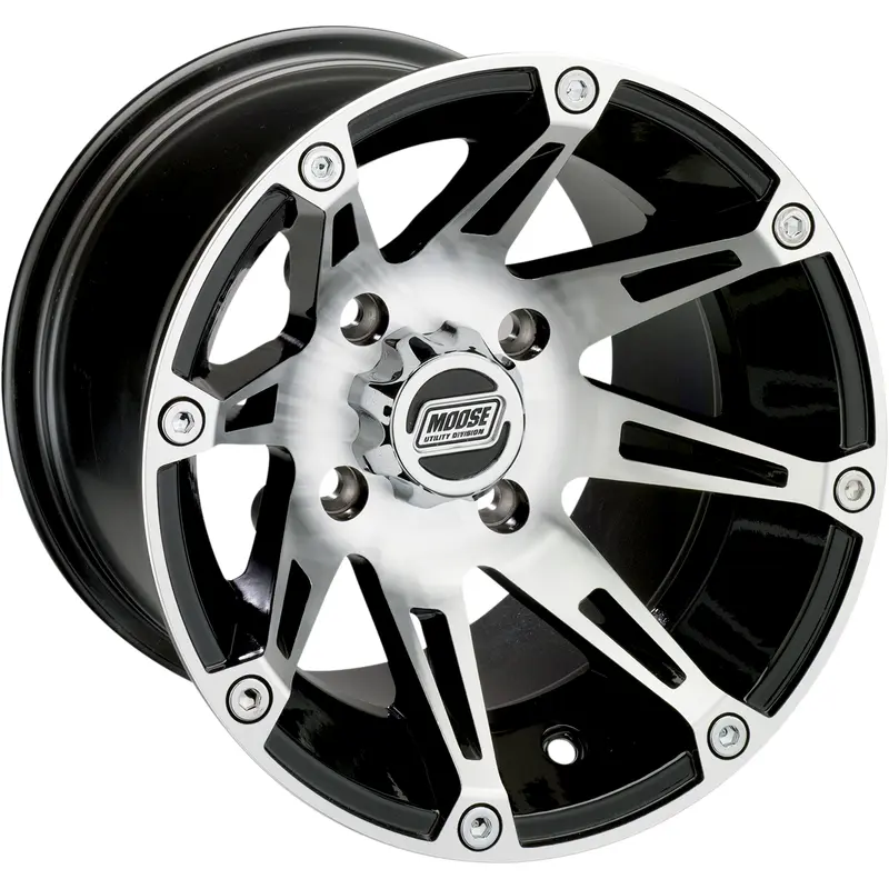 Moose offroad Wheel - 387X - Rear - Machined Black - 12x8 - 4/156 - 4 4 Polaris/Kawasaki