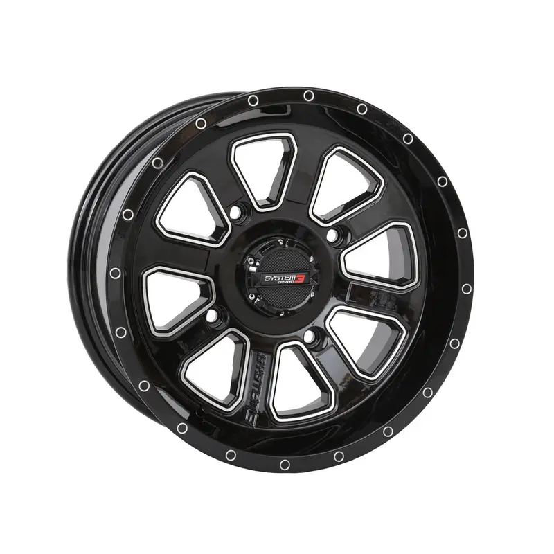 SYSTEM 3 ST4 WHEEL 14X7 4 3 ( 10MM) 4/137 GLOSS BLACK/MACHINED
