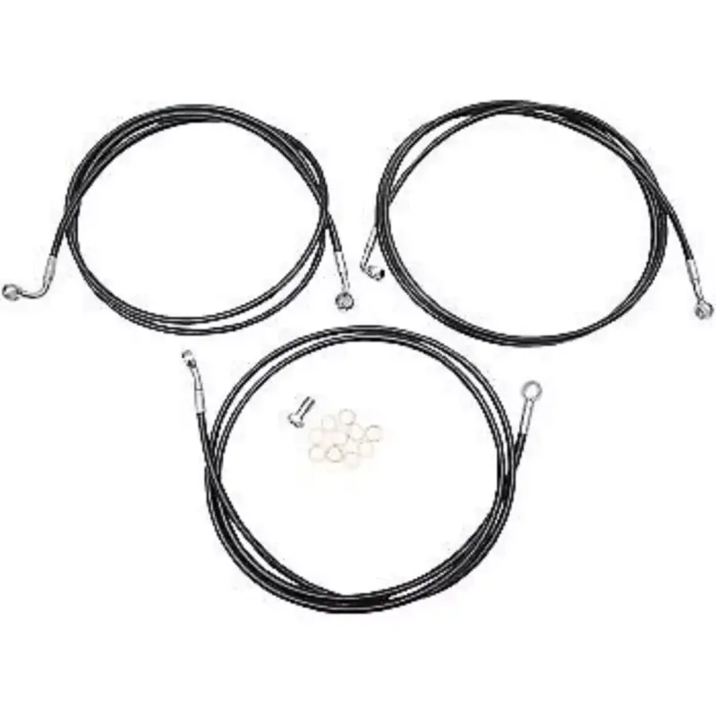 LA CHOPPERS LA-8052B19B Black Braided Brake Line Kit for 18-20" Apes