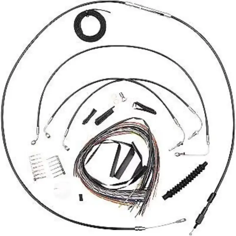LA CHOPPERS LA-8155KT2-13B Black Vinyl Braided Handlebar Cable/Brake Kit 12-14"