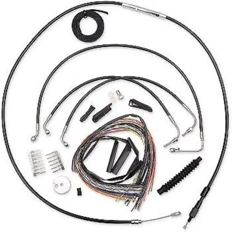 LA CHOPPERS LA-8010KT2-16B Black Vinyl Braided Handlebar Cable/Brake Line Kit