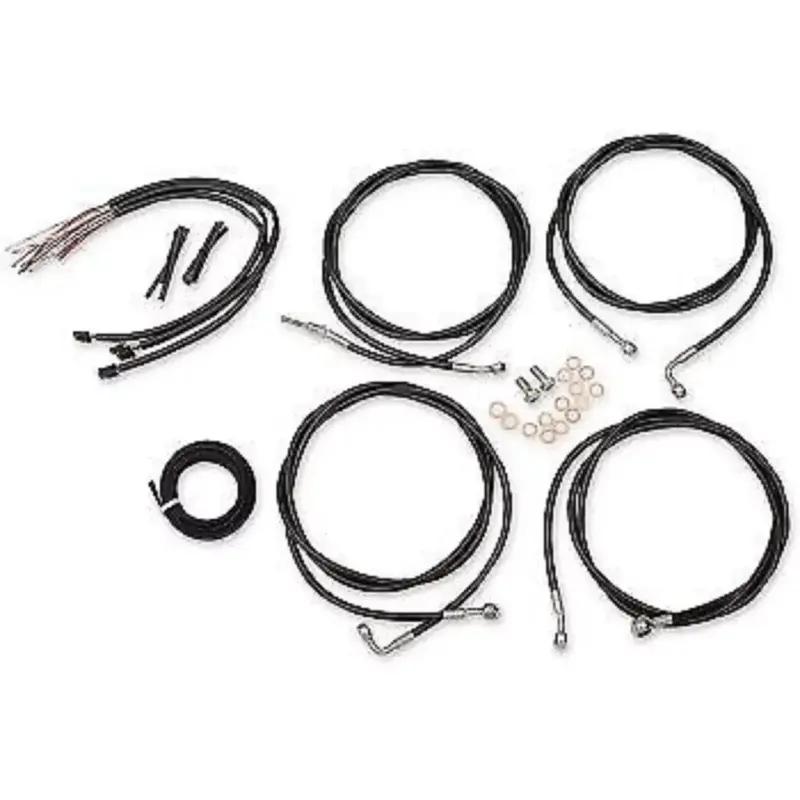 LA CHOPPERS LA-8054KT2-19B Black Vinyl Braided Handlebar Cable/Brake Line Kit