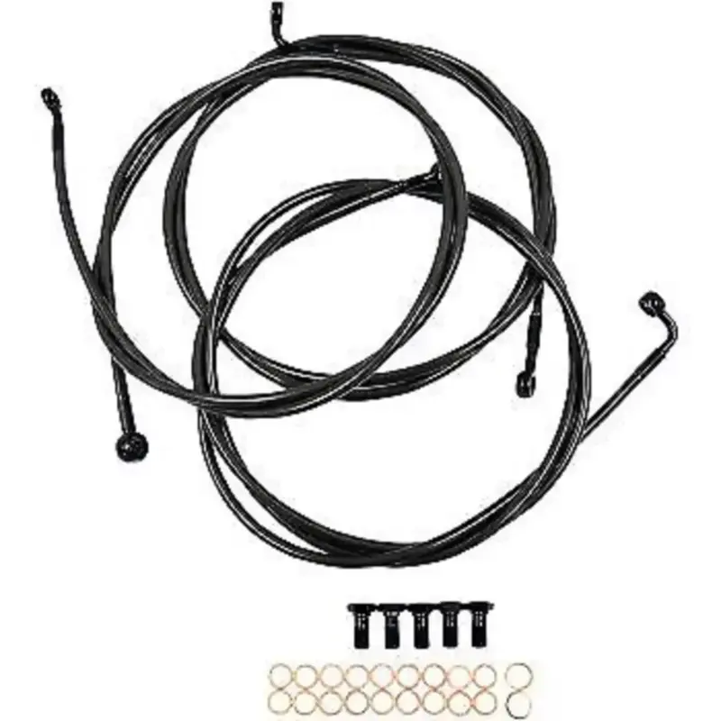 LA CHOPPERS Midnight Black Braided Brake Line Kit 15-17"