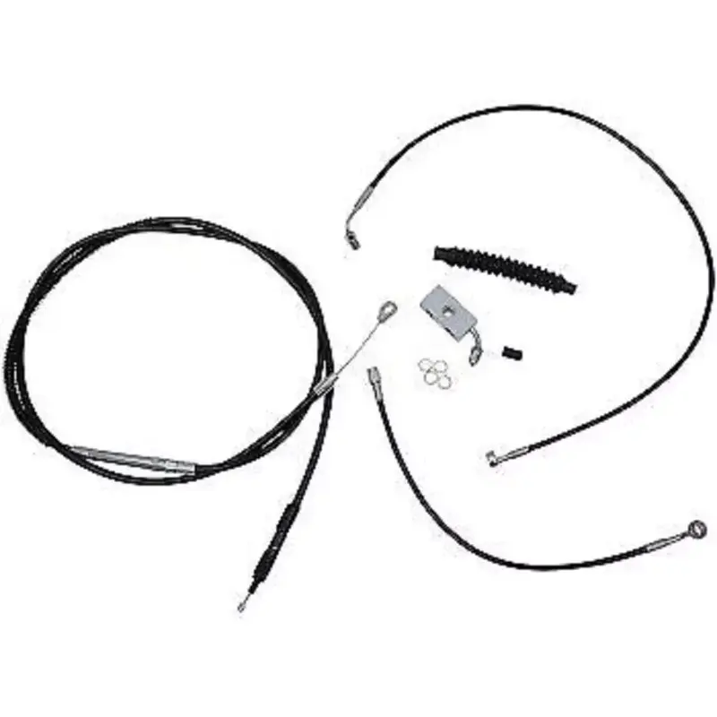 LA CHOPPERS Black Vinyl Braided Handlebar Cable/Brake Line Kit
