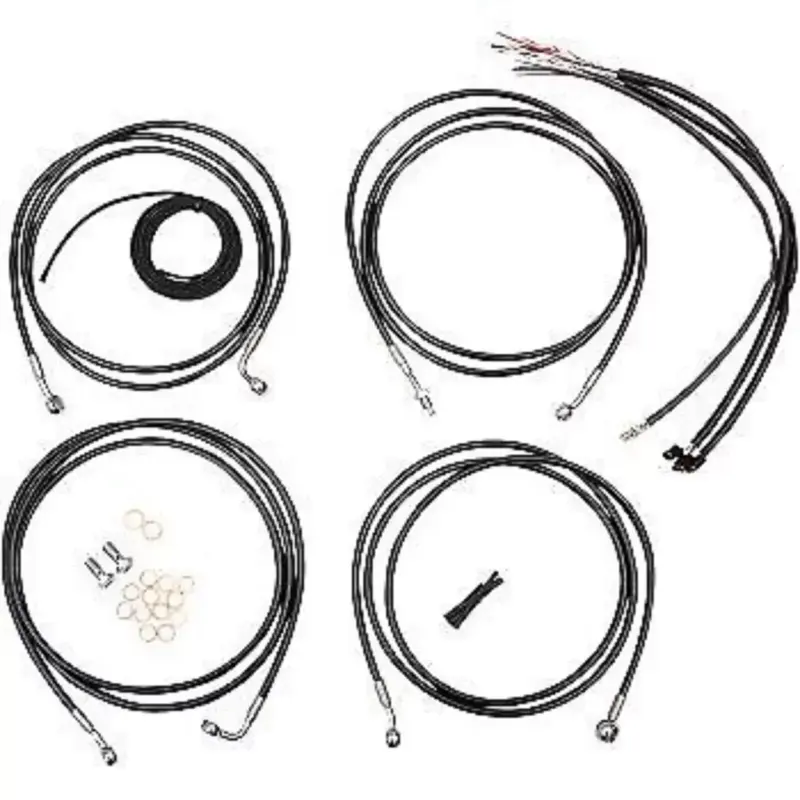 LA CHOPPERS Black Vinyl Braided Handlebar Cable/Brake Line Kit