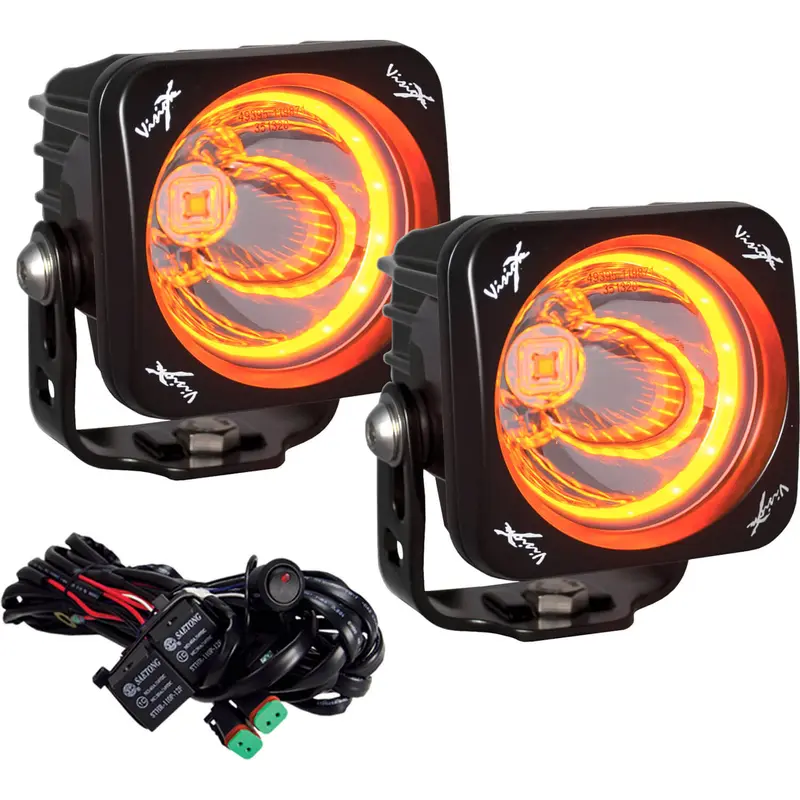 3" Optimus Square 15 Beam with Amber Halo LED Light Kit