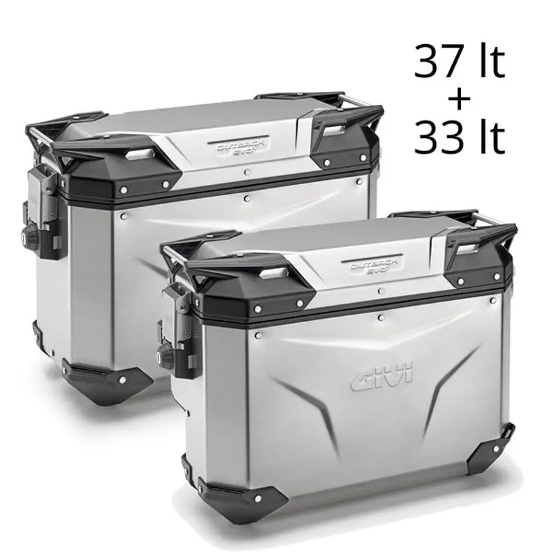 Givi Trekker Outback EVO 37 & 33 lt Cam-Side Cases Silver (pair)