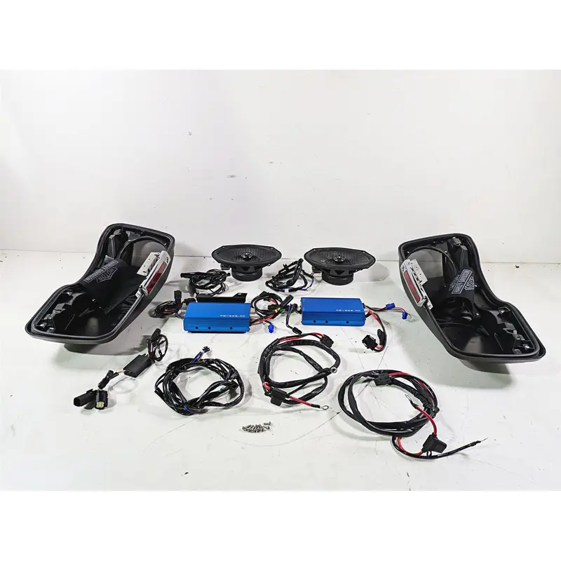 2014 -UP Harley Touring Hogtunes Rear Speaker Amp & Saddle Bag Lid Set REV225 692-XL
