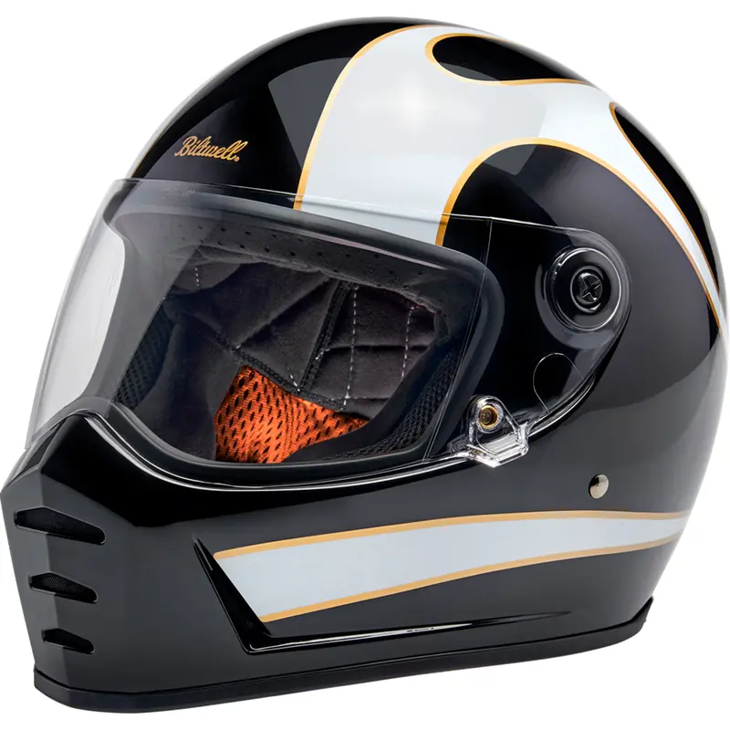 BILTWELL Lane Splitter Helmet - Gloss Black/White Flames - XL 1004-570-505