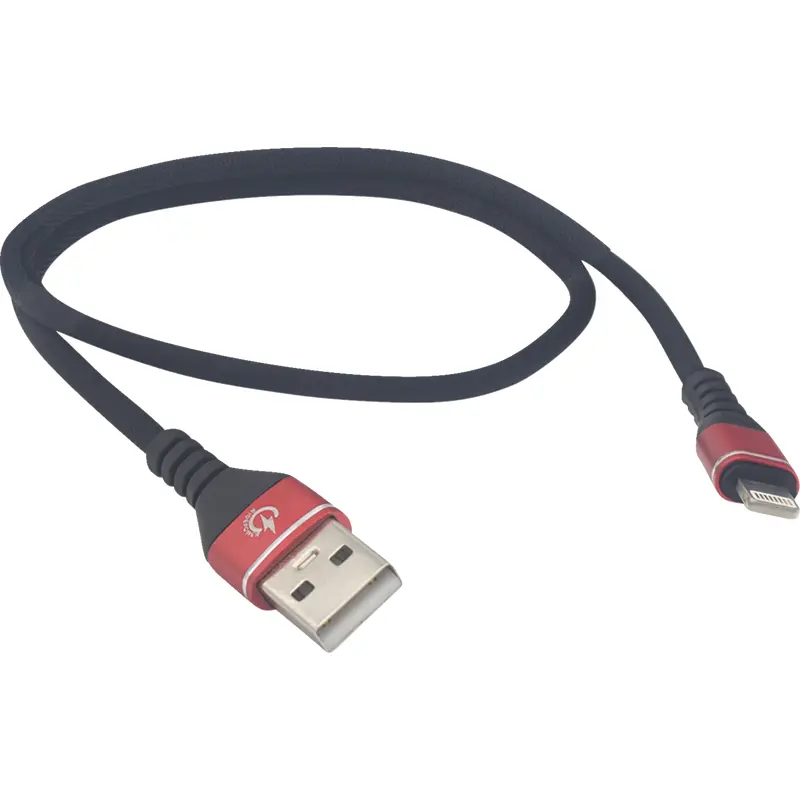 RIDEPOWER Male USB to Male Lightning Cable - Phone - Charger - 18" - Black/Red RPUSBLHT18