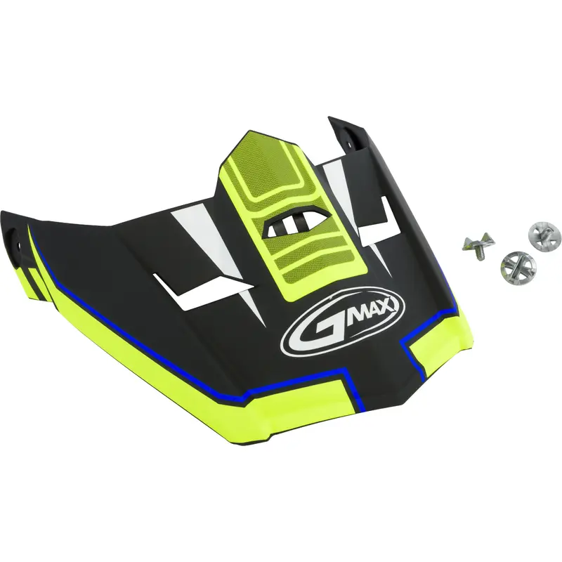 GMAX VISOR W/SCREWS UNCLE MX-46 MATTE BLK/HI-VIS YLW/BLUE M-3X G046826