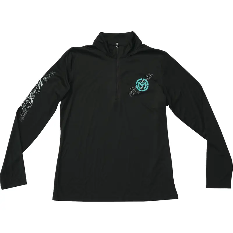 MOOSE OFFROAD Women's Flourish Script Quarter Zip Pullover - Black - Large 3051-1233