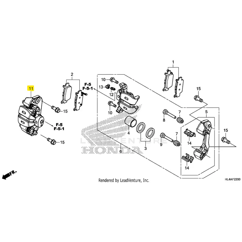 Honda OEM RH Rear Caliper Sub-Assembly
