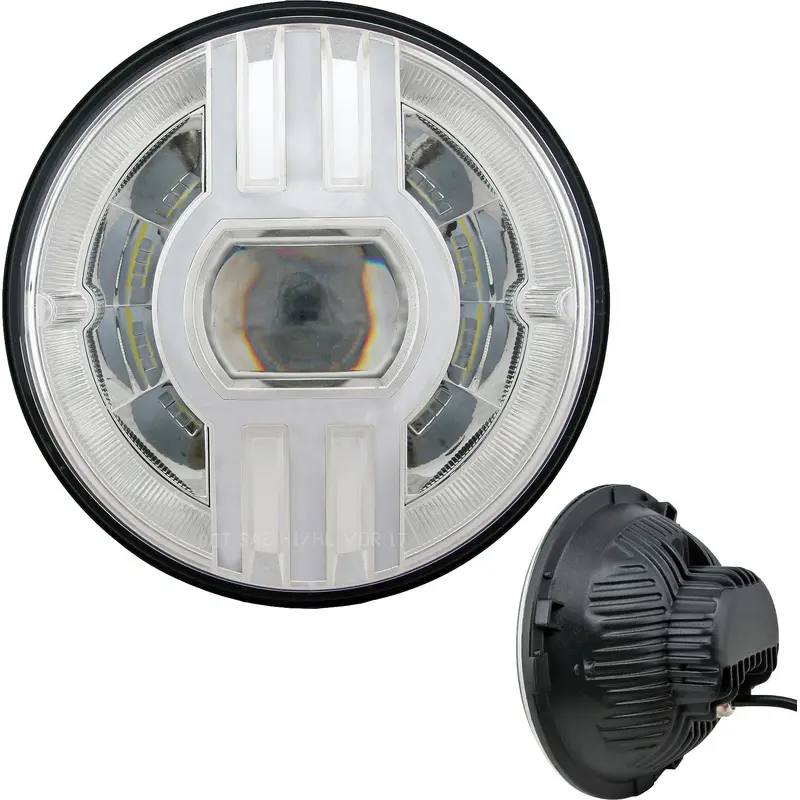 Headlight 7" Beast 2 Chrome W/Driving Light