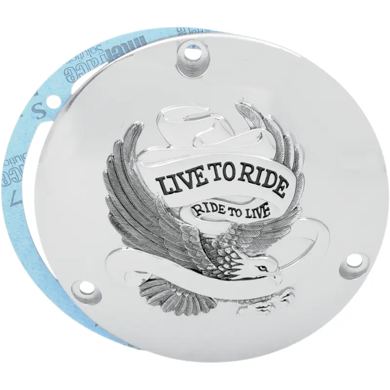 DRAG SPECIALTIES Live to Ride Derby Cover - 3 Hole - Chrome 33-0010CA