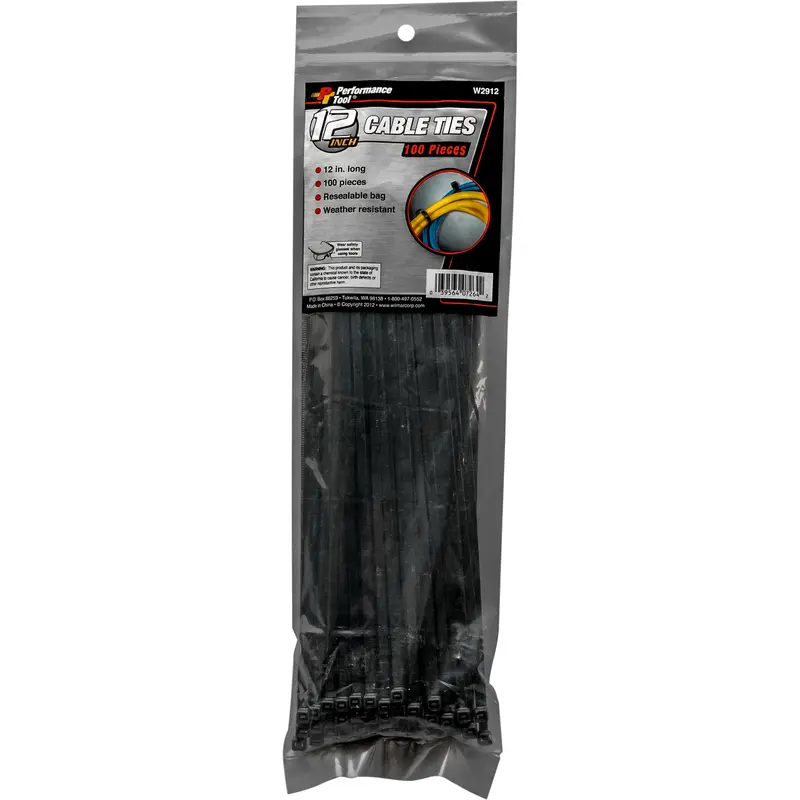 Performance Tool W2912 High Strength 12" Cable Tie - 100 Pack