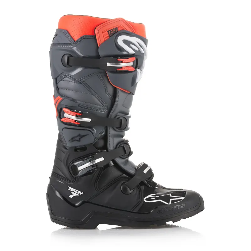 ALPINESTARS TECH 7 ENDURO BOOTS BLACK/GREY/RED SZ 14 2012114-1133-14
