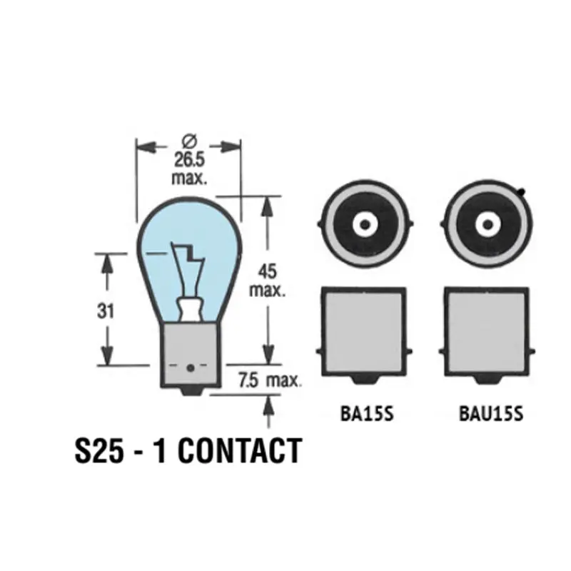S25 - 1 CONTACT 12V BULB