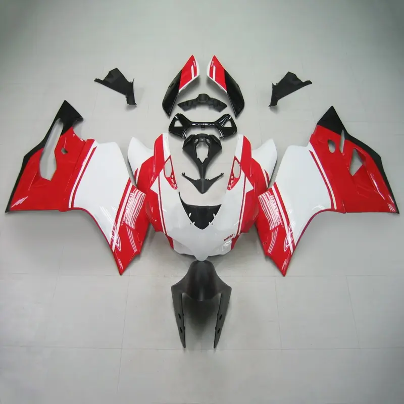 Amotopart 2012-2015 Ducati 899 Glossy Red White Fairing Kit