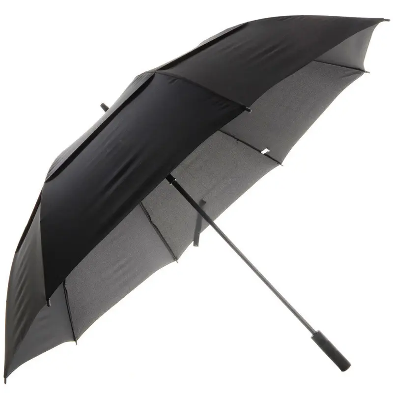 Double Skin Auto Golf Umbrella Black  Windproof & Automatic | UU66