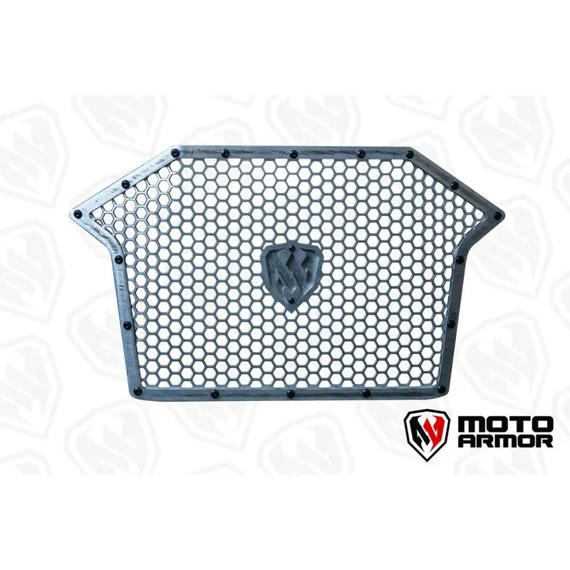 Moto Armor Premium Radiator Grill Set Raw Trim Raw Mesh