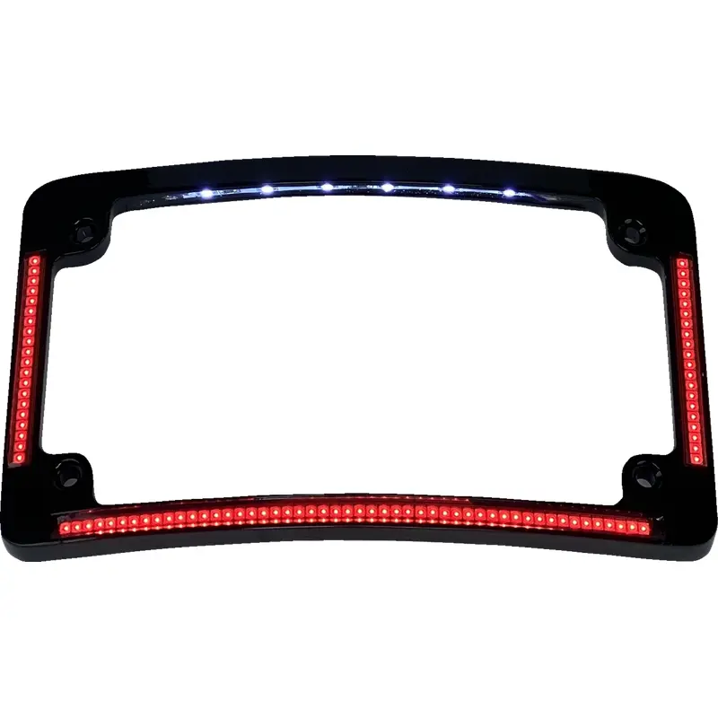 Custom Dynamics License Plate Frame - Red/White LED - Gloss Black TF08-B