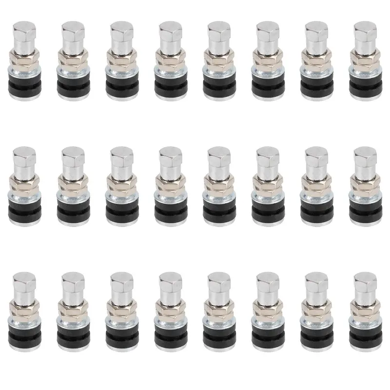 24Pcs TR161 Chrome Metal Bolt In Tire Valve Stems .453" Valve Holes 1-1/4" Long