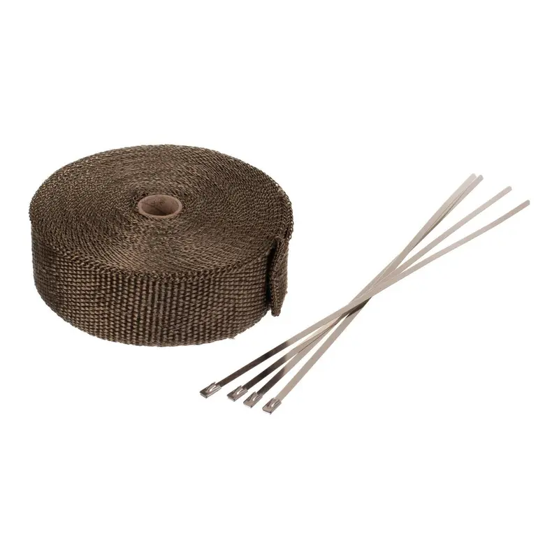 Whites Exhaust Wrap - Gold 50mm x 15m (700C) + 4 Stainless Steel Ties