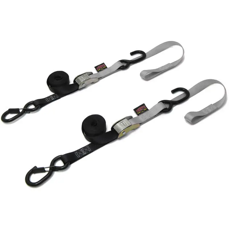 Tie Down Cam Sec Hook Soft Tye 1"X6' Black/Silver Pair