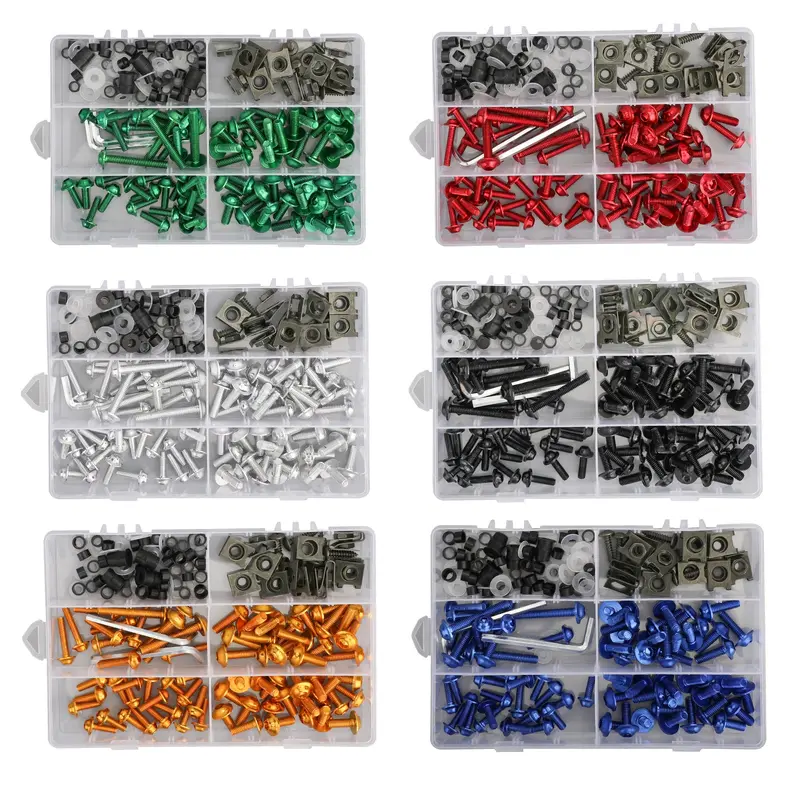 177PCS Honda Yamaha Suzuki Kawasaki Fairing Bolt Kit Bodywork Screws