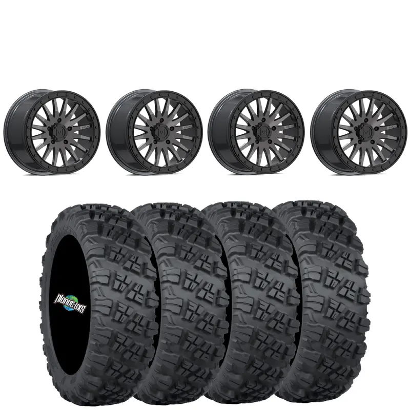 VALOR OFFROAD V06 BRUSHED GUNMETAL BEADLOCKS ON ITP VERSA CROSS