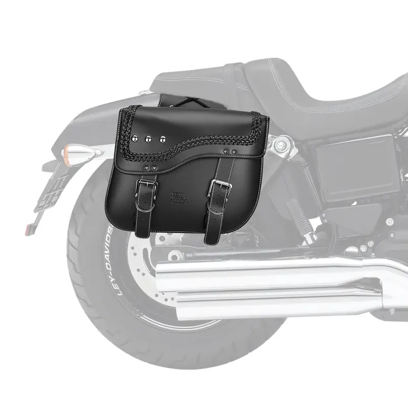Synthetic Leather Double Strap Studded Saddle Bags 30L for Harley