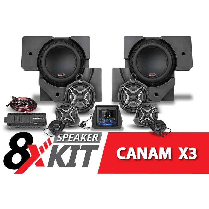 2017-2024 CanAm X3 Phase X 8-Speaker Plug-&-Play kit w/JVC