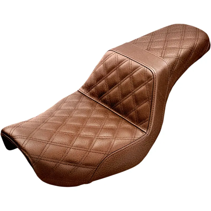 SADDLEMEN Step-Up Seat - Full Lattice Stitch - Brown - Dyna 804-04-175BR