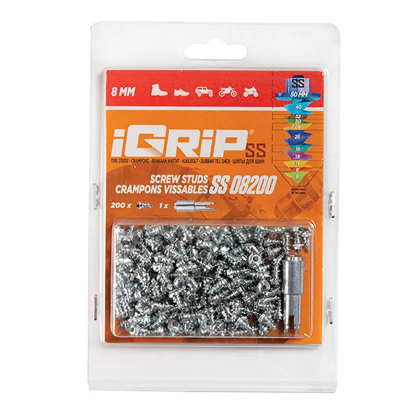 IGRIP SHOULDERED TIRE STUDS 8MM 200PK (SS-08200)