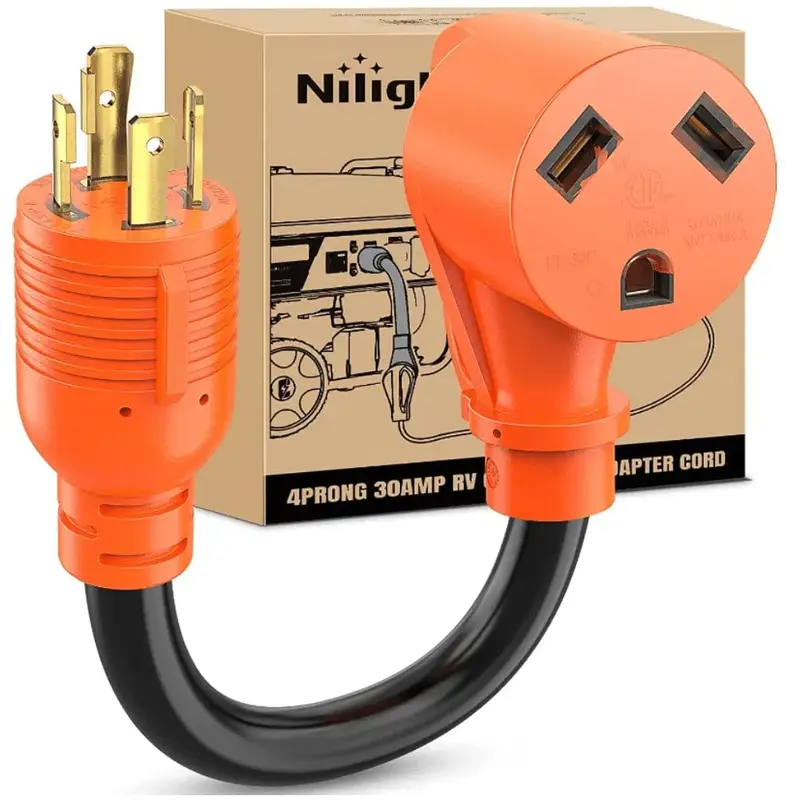 4 Prong 30AMP to 30AMP RV Generator Adapter cord