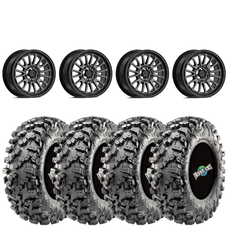 Valor V14 Dark-Tint 15x7 5+2 4X137 on Maxxis Carnivore RT 30x10-15 8-ply