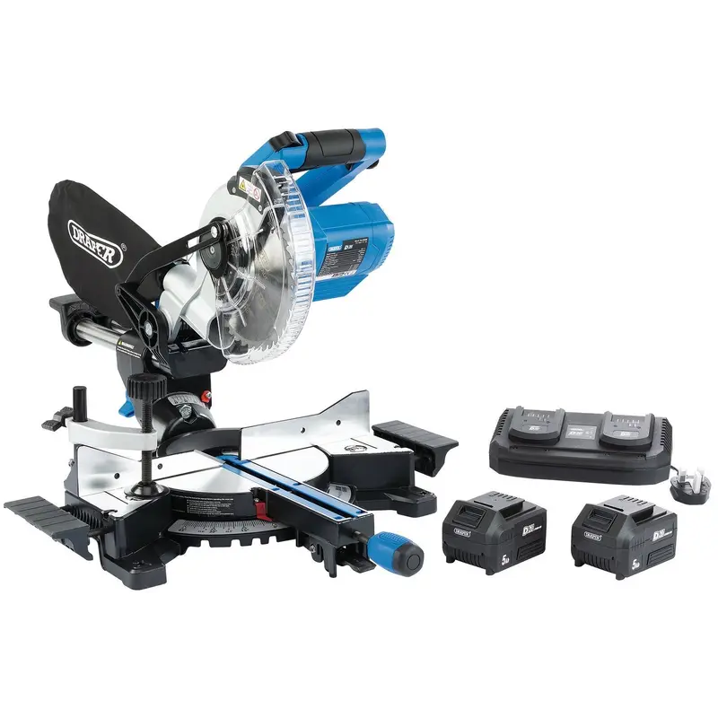 Draper D20 20V Brushless Sliding Compound Mitre Saw, 185mm - PTKCPKIT2(TWIN)