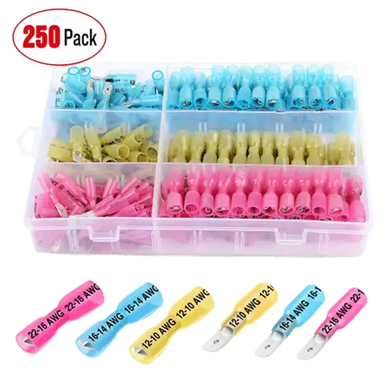 250Pcs Heat Shrink Quick Disconnect Spade Connectors Male and Female