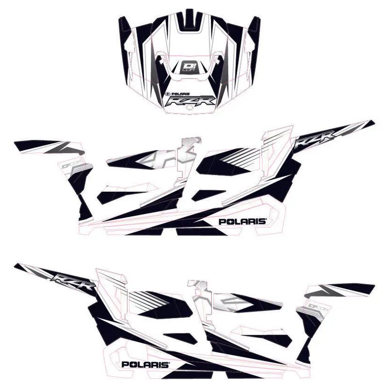 D'COR POL RZR4 COMPLETE GRAPHIC KIT WHITE/BLACK/SILVER 20-60-111