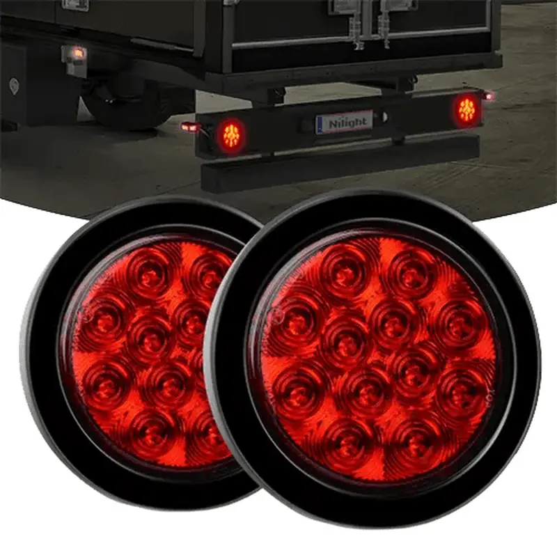 4 Inch Red Round 12Leds Tail Light (Pair)